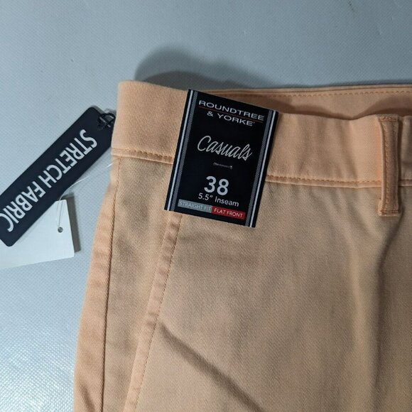 NEW Size 38 Men's Roundtree & Yorke Khaki Shorts 5.5" Inseam Stretch Peach - Picture 2 of 5